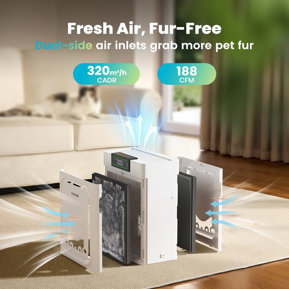 Dual-side air inlets capturing more pet fur